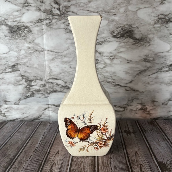 Vintage Treasure Craft Bud Vase Floral Butterfly Print - Picture 1 of 8
